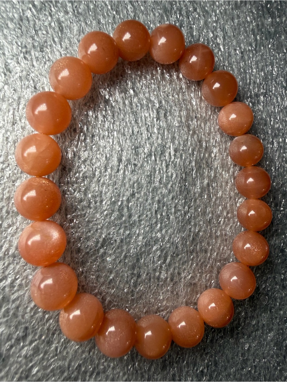 Beautiful Flashy 9MM Orange Moonstone Natural Crystal Bracelet